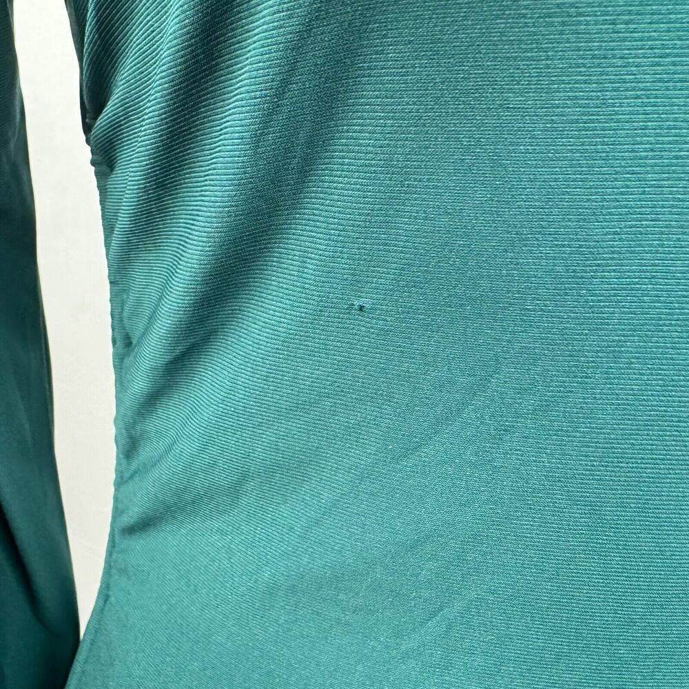 Meraki Top Sz M Green V-Neck Adjustable Ruched Sides Long Sleeve