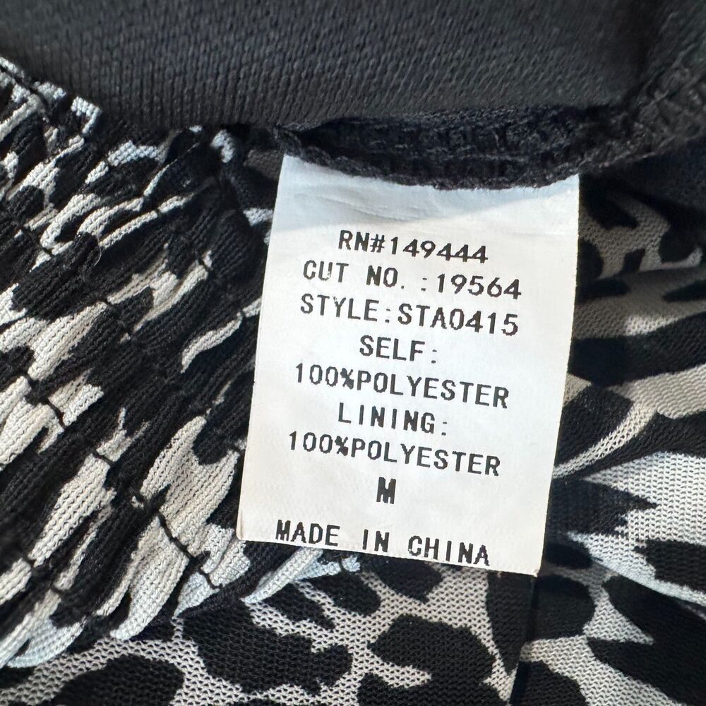 Ember Ladie's Peplum Top Sz M Animal Print Sleeveless Smocked Lace-up Waist