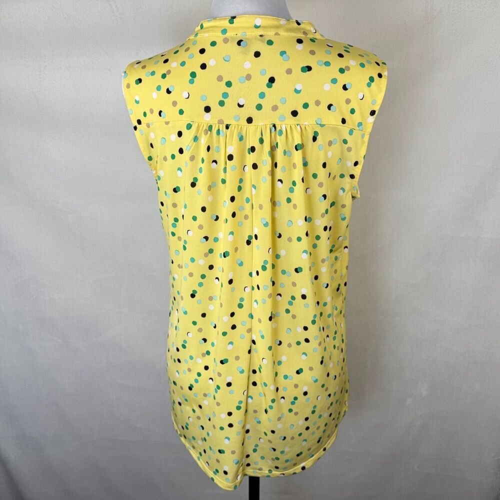 Ava & Grace Women Sz S Yellow Polka Dot Metal Button Henley Sleeveless
