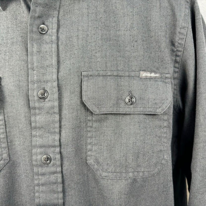 Eddie Bauer Men Shirt Sz M Long Sleeve Collar Button Down Front Pockets Gray