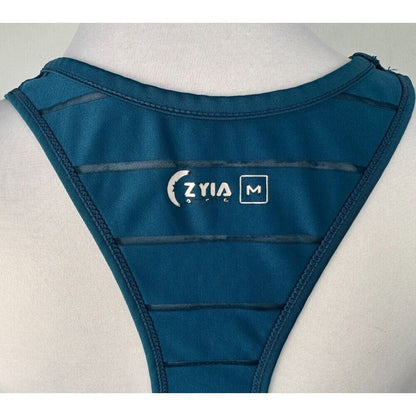 ZYIA Active Athletic Tank Sz M Striped Teal Blue Green with small mesh lines