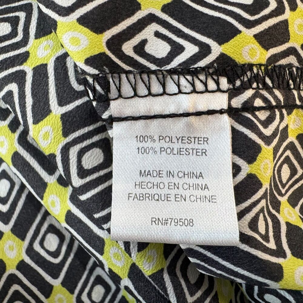 Violet & Claire Women Top Sz S Black Diamond Print Faux Wrap Drape Sleeveless
