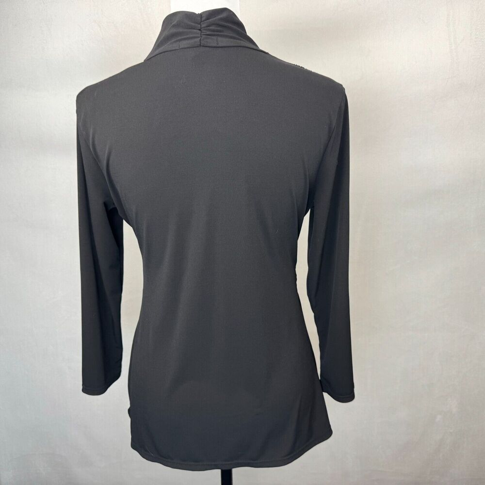 Alfani Women Blouse Sz M Long Sleeve V-Neck Ruched Front