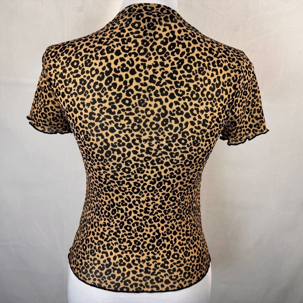 Forever 21 Crop Top Sz S Leopard print Mesh crew neck short sleeve