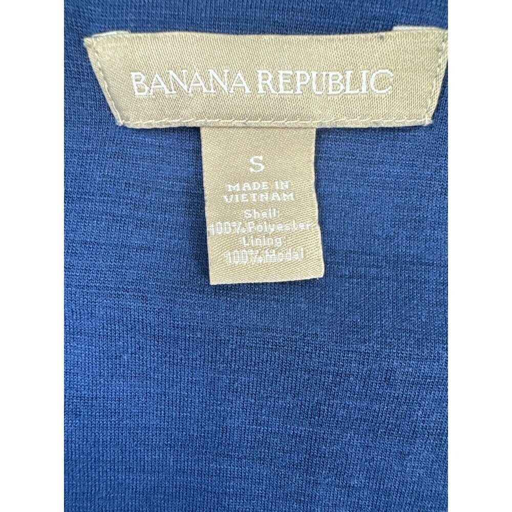 Banana Republic Women Blouse Sz S Sheer Blue Pleated VNeck Sleeveless Liner