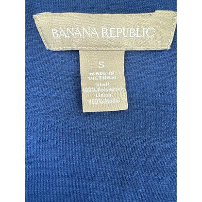 Banana Republic Women Blouse Sz S Sheer Blue Pleated VNeck Sleeveless Liner