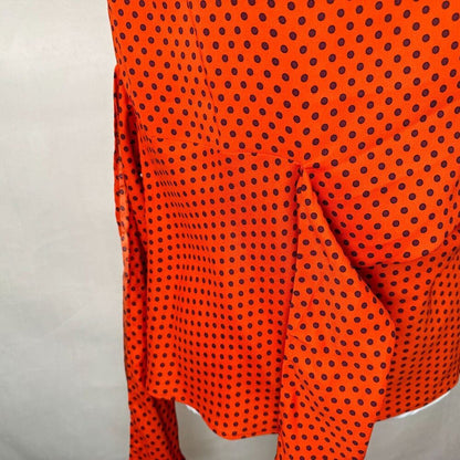 Ann Taylor Top Sz XXSP Orange Polka Dot Side Ruche and Tie Boat Neck Sleeveless
