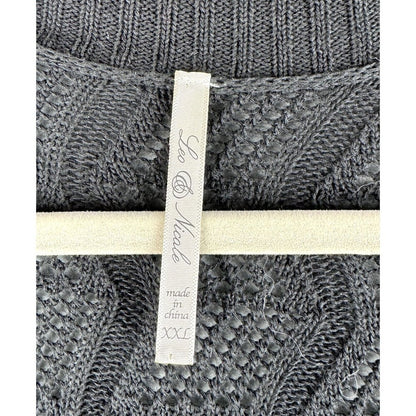 Leo & Nicole Top Sz XXL Women Black Open Knit Cardigan 3/4 sleeves