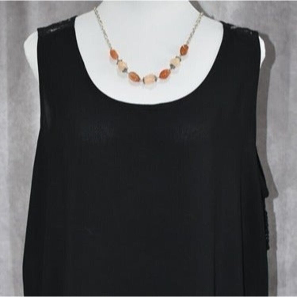 Bobeau Black Top Women Sz 1X Back Lace Crochet Sleeveless Scoop Neckline NWT