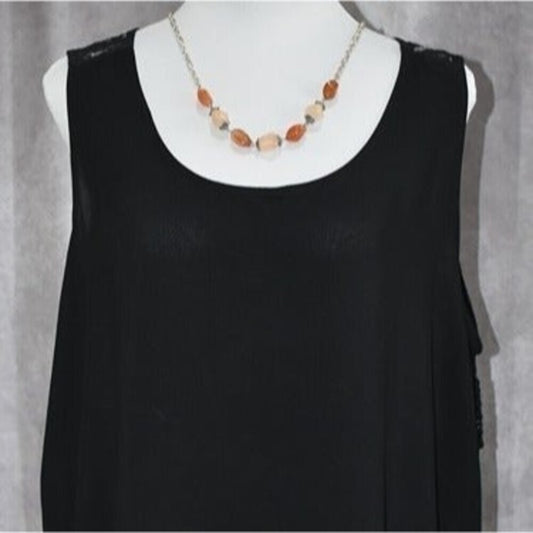 Bobeau Black Top Women Sz 1X Back Lace Crochet Sleeveless Scoop Neckline NWT