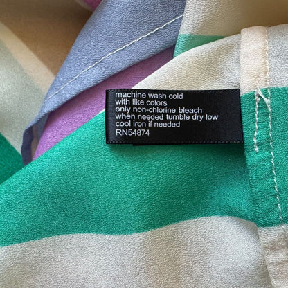 The Limited Ladies Top Sz M Polyester Multicolor Striped Round Neck Cap Sleeves