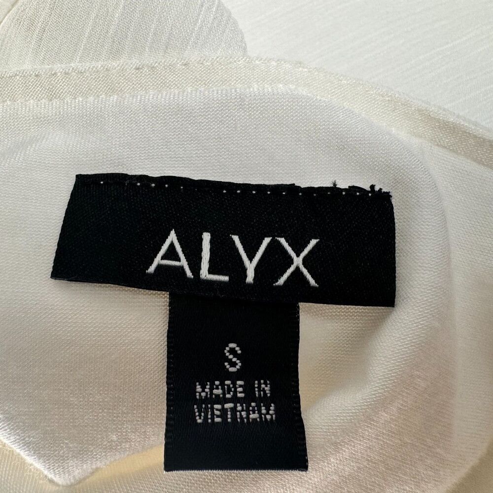 Alyx Ladies Sz S Overlay Sheer Blouse Paper White Batwing Lace Detail Tie Sleeve