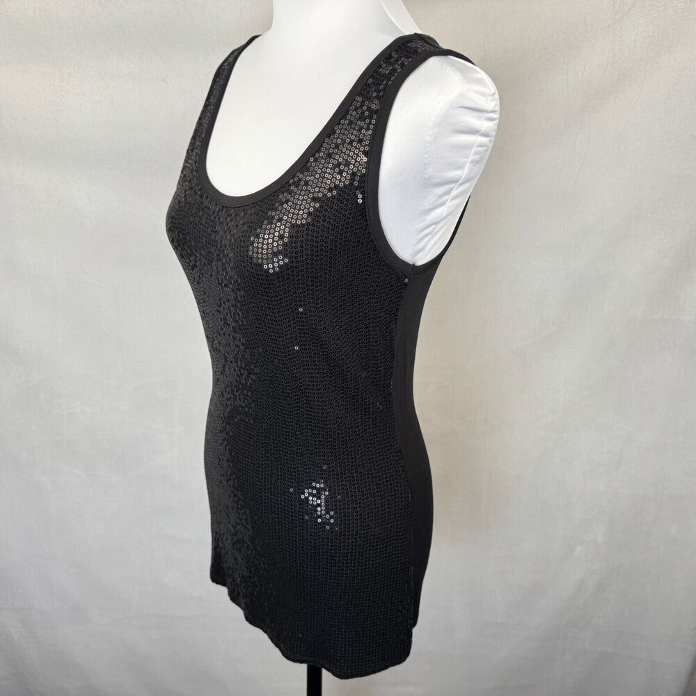 Maurice Tank Top Sz M Black Sequin Stretchy Rayon Spandex NWT