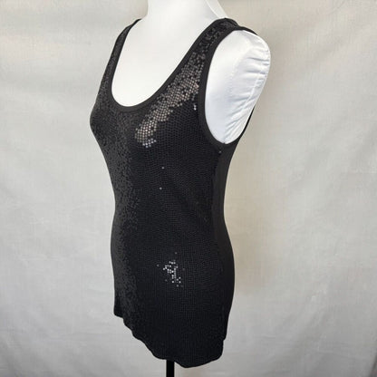 Maurice Tank Top Sz M Black Sequin Stretchy Rayon Spandex NWT