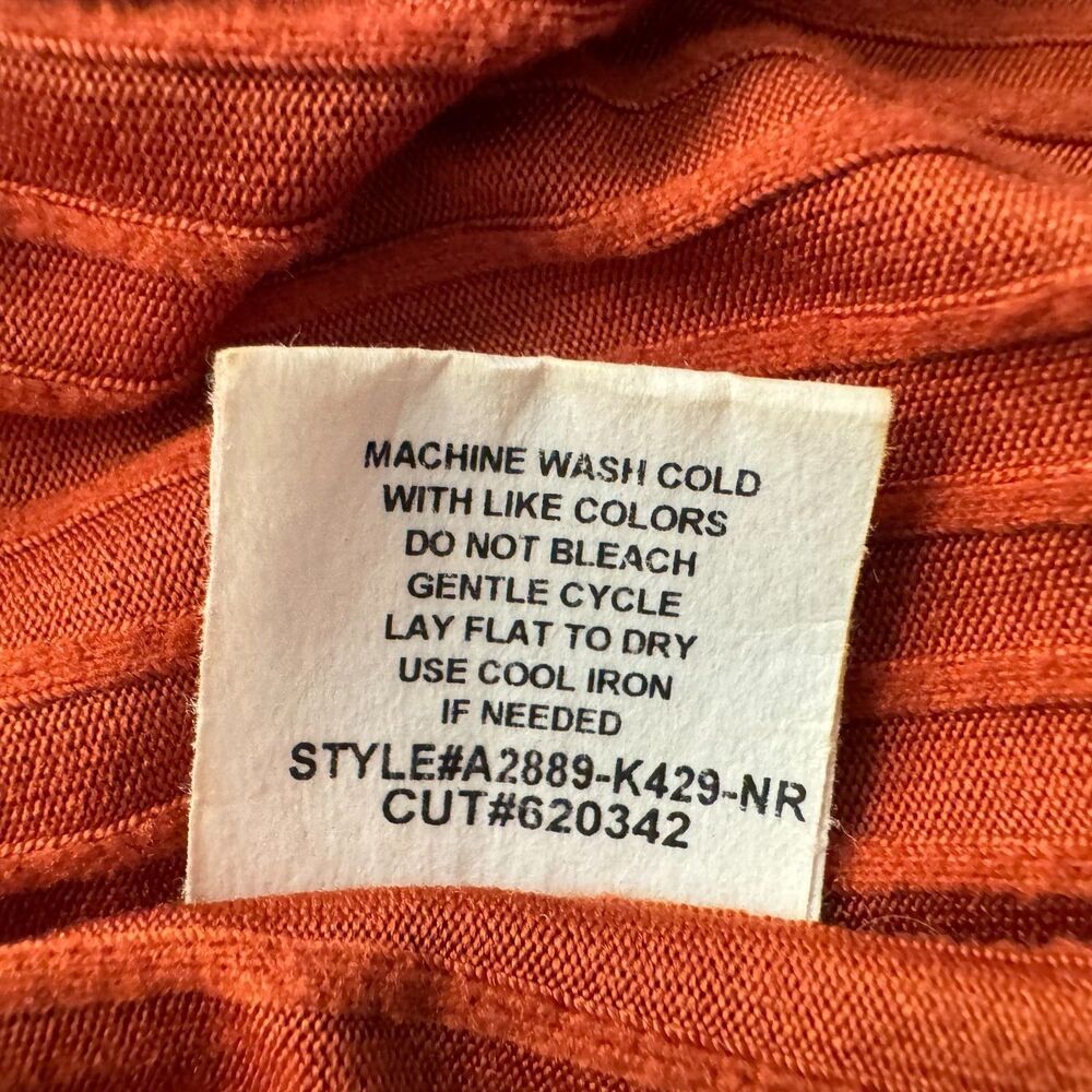 Kim & Cami Knit Top Sz S Rust Ribbed Cutout Chest Long Sleeve