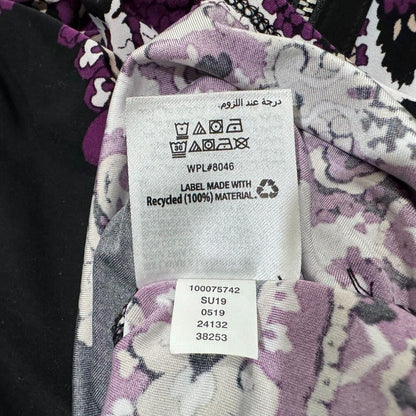INC Top Sz XS Black with Purple Paisley VNeck Zipper Accent Sleeveless