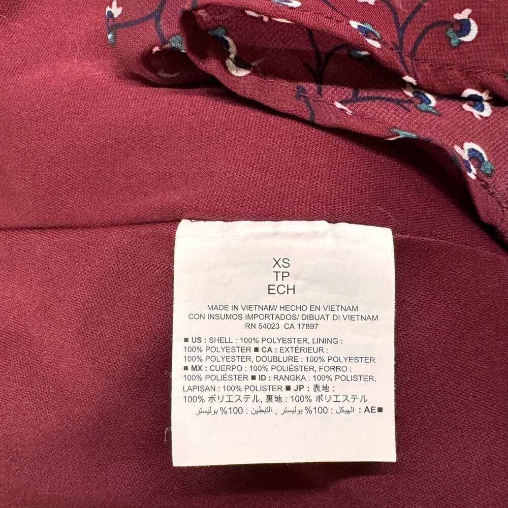Old Navy Flare Skirt XS Mini Pleated Burgundy Floral Elastic Waist Pullover