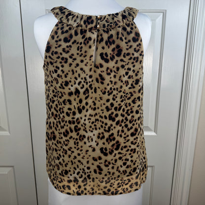 AGB Women’s Leopard Print Sleeveless Blouse Size M Floral Accent