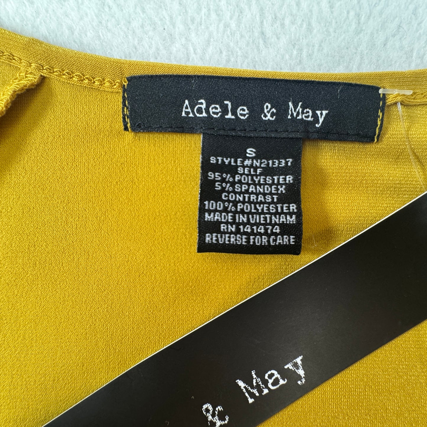 Adele & May Women’s Small Mustard Yellow Rhinestone Cutout Sleeve Top NWT