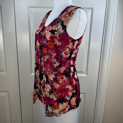 Adele & May Women's Floral Sleeveless Handkerchief Hem Tunic Top Size M