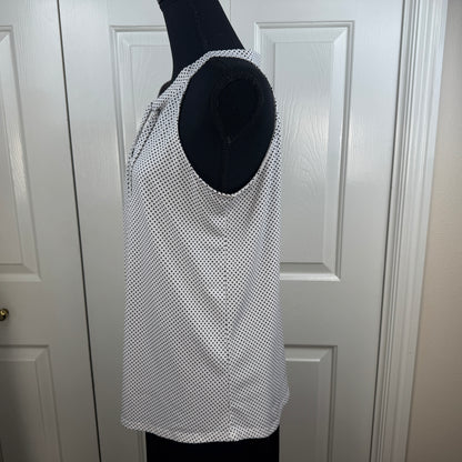 Adrianna Papell Women's Polka Dot Tie Neck Halter Blouse Black White Size M