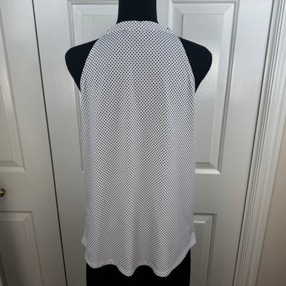 Adrianna Papell Women's Polka Dot Tie Neck Halter Blouse Black White Size M