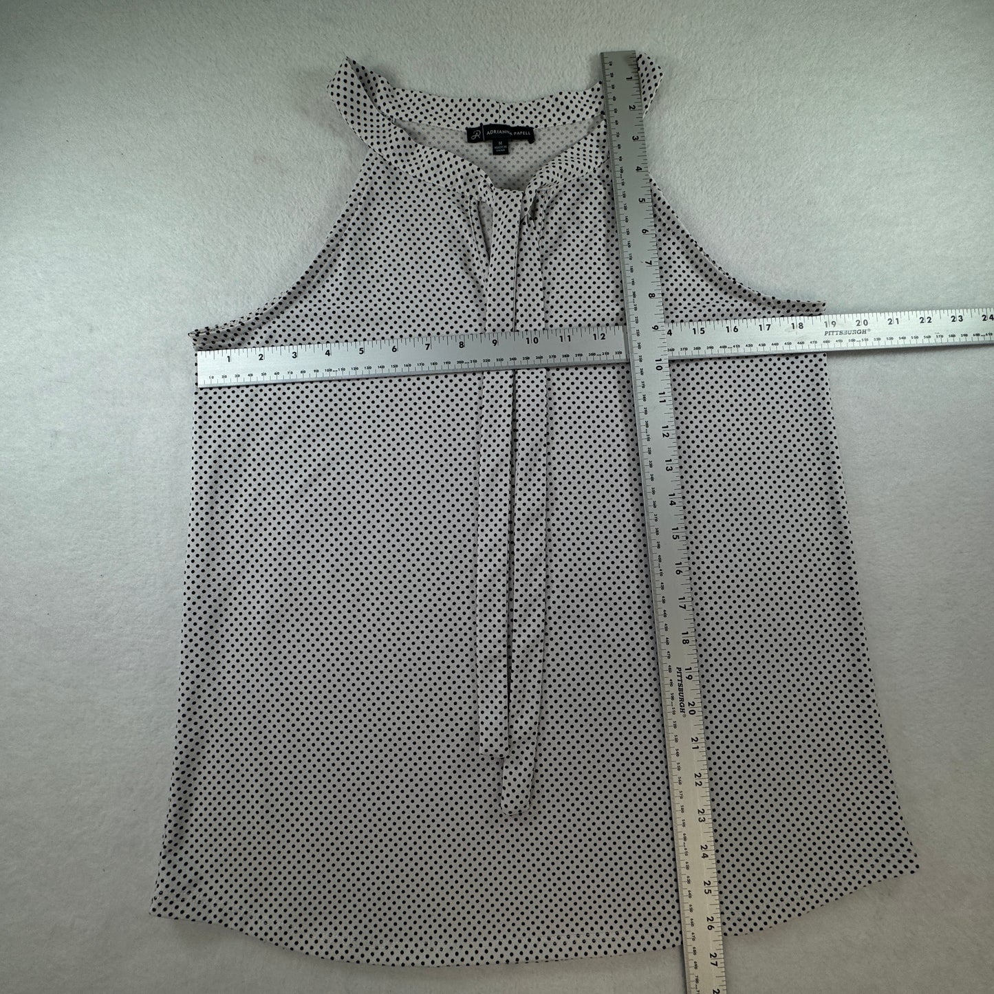 Adrianna Papell Women's Polka Dot Tie Neck Halter Blouse Black White Size M