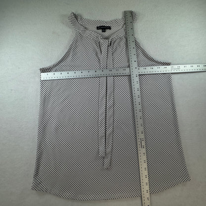 Adrianna Papell Women's Polka Dot Tie Neck Halter Blouse Black White Size M