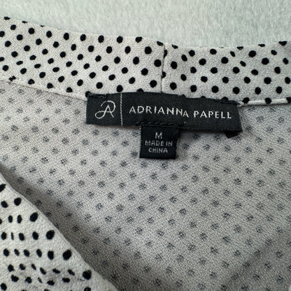 Adrianna Papell Women's Polka Dot Tie Neck Halter Blouse Black White Size M