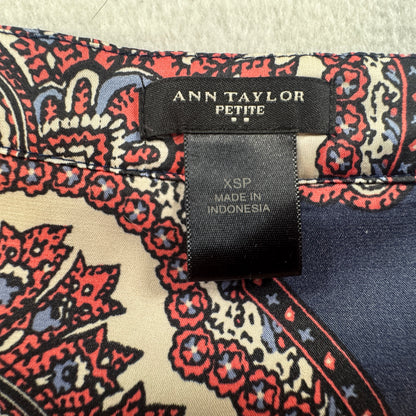 Ann Taylor Petite Women's Paisley Sleeveless Blouse Navy Coral Size XSP