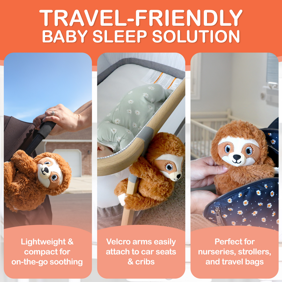 Baby Shusher Sloth Plush Sound Machine with Smart Cry Detection