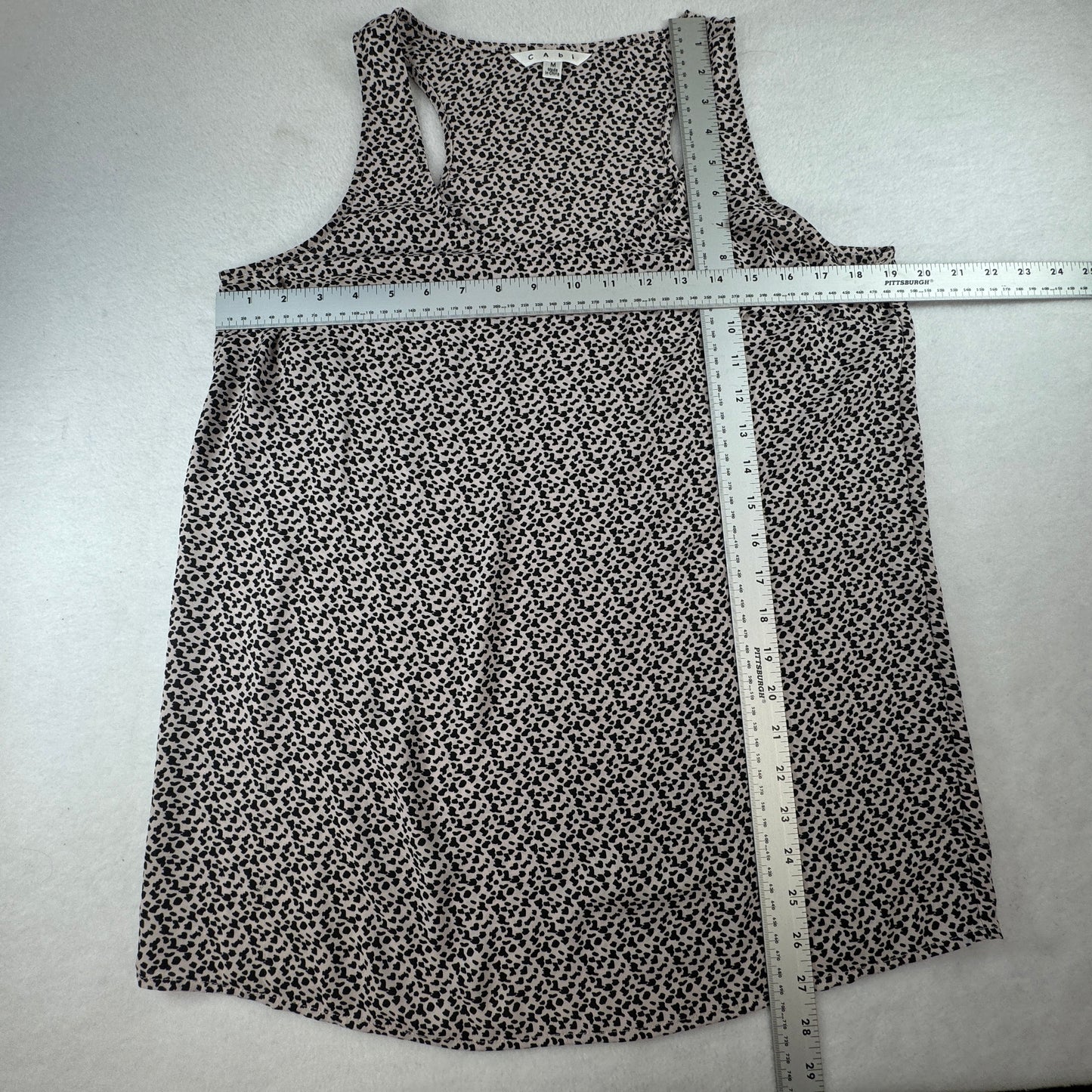CAbi Trellis Cami Tank Top Black Taupe Abstract Print Size M