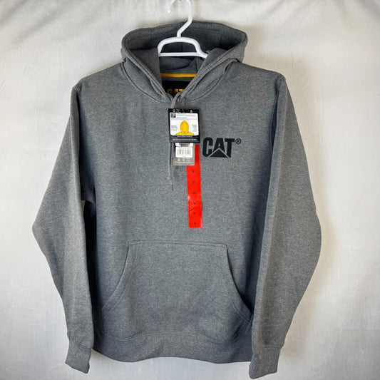 Front view of Cat hoodie men shirt gray size m 