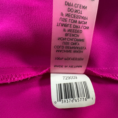 Chaus New York Women's Fuchsia Magenta Roll Tab Sleeve Blouse Size M