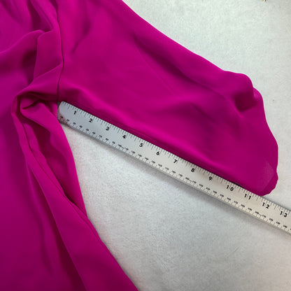 Chaus New York Women's Fuchsia Magenta Roll Tab Sleeve Blouse Size M