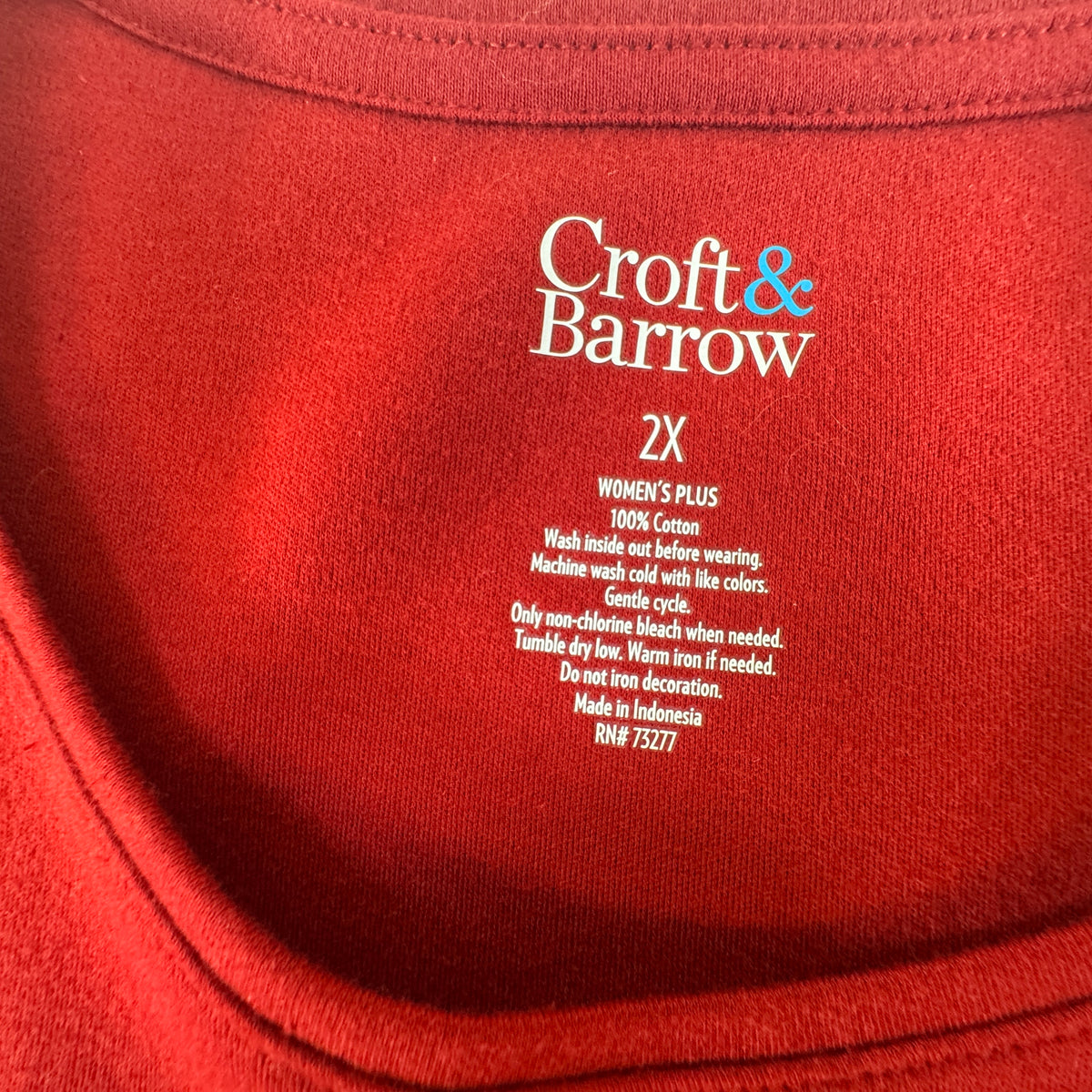 Croft & Barrow Women's Christmas Snowflake Embellished Top Red Plus Size 2X