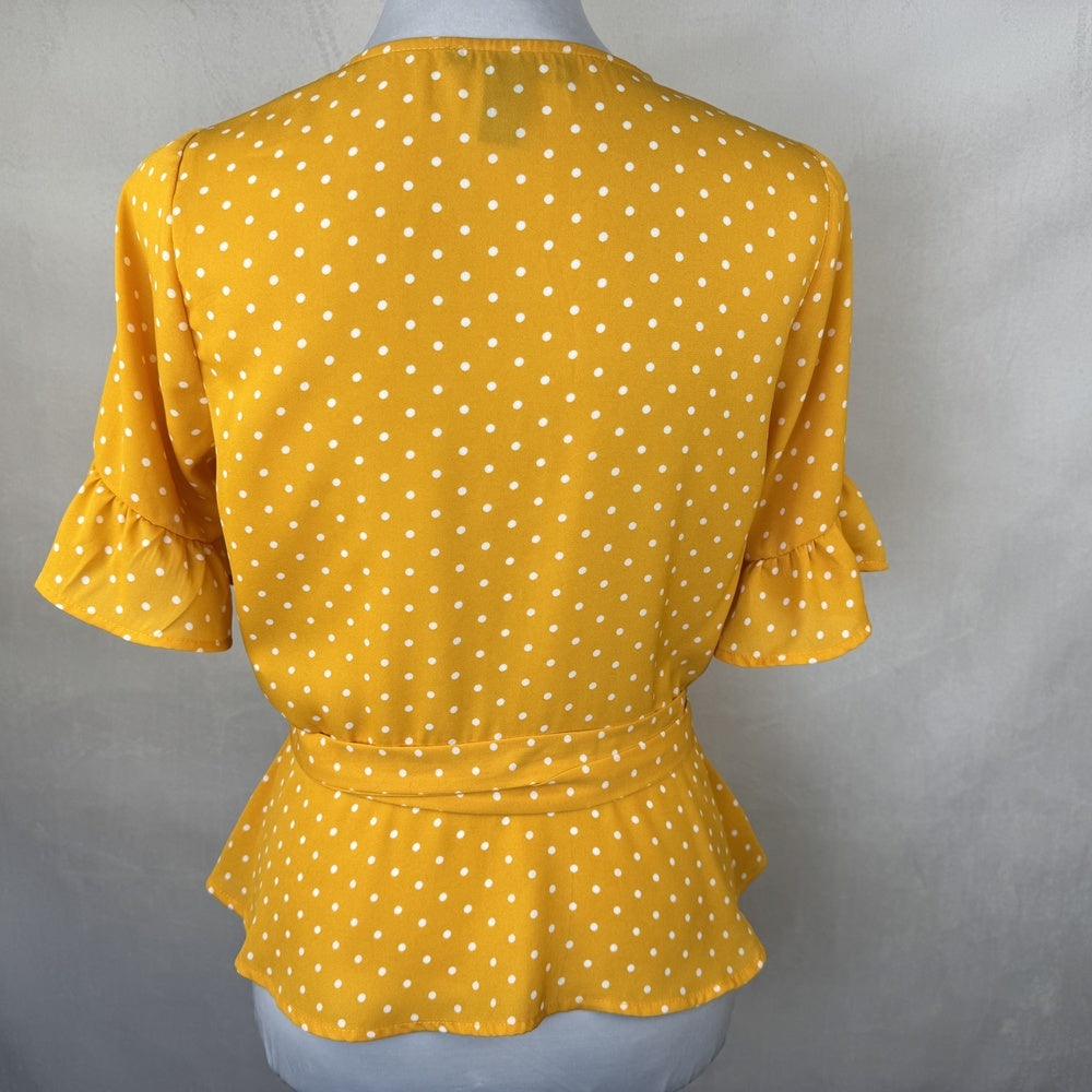 Back view Forever 21 women's blouse yellow, size M