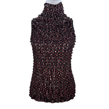 GNW Multicolor Sleeveless Ruffle Mock Neck Top Size Small Stretch Blouse