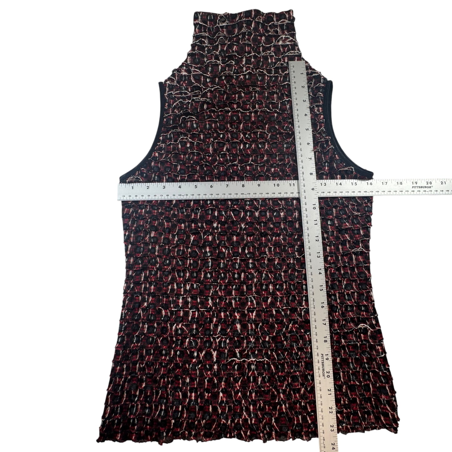 GNW Multicolor Sleeveless Ruffle Mock Neck Top Size Small Stretch Blouse