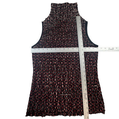 GNW Multicolor Sleeveless Ruffle Mock Neck Top Size Small Stretch Blouse