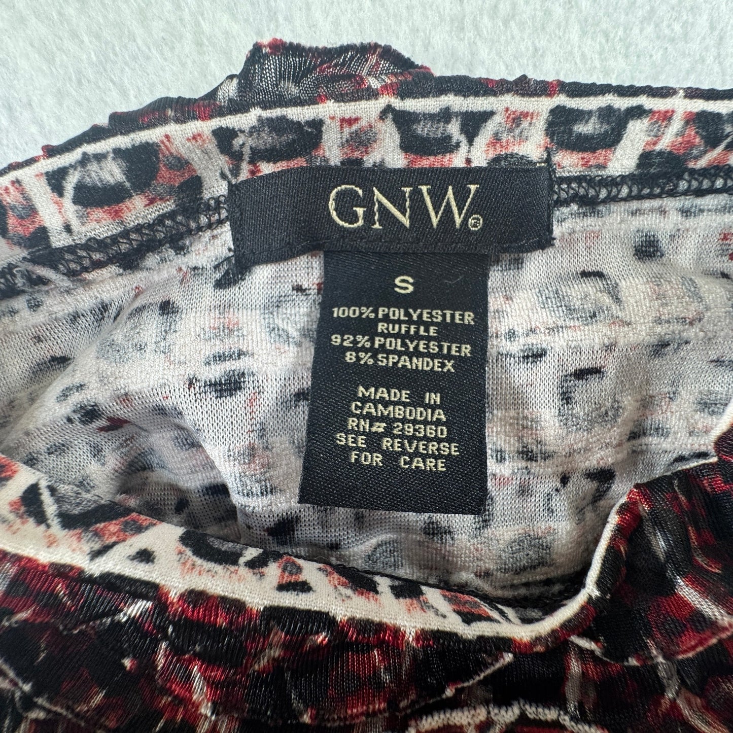 GNW Multicolor Sleeveless Ruffle Mock Neck Top Size Small Stretch Blouse