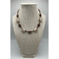 Main view of handmade necklace with brown and beige lampwork beads 