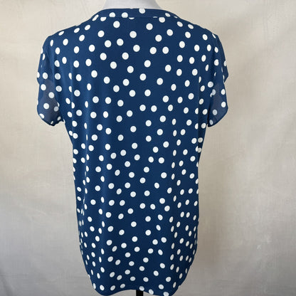 Back view of Hawthorn 41 women's blouse blue, size M