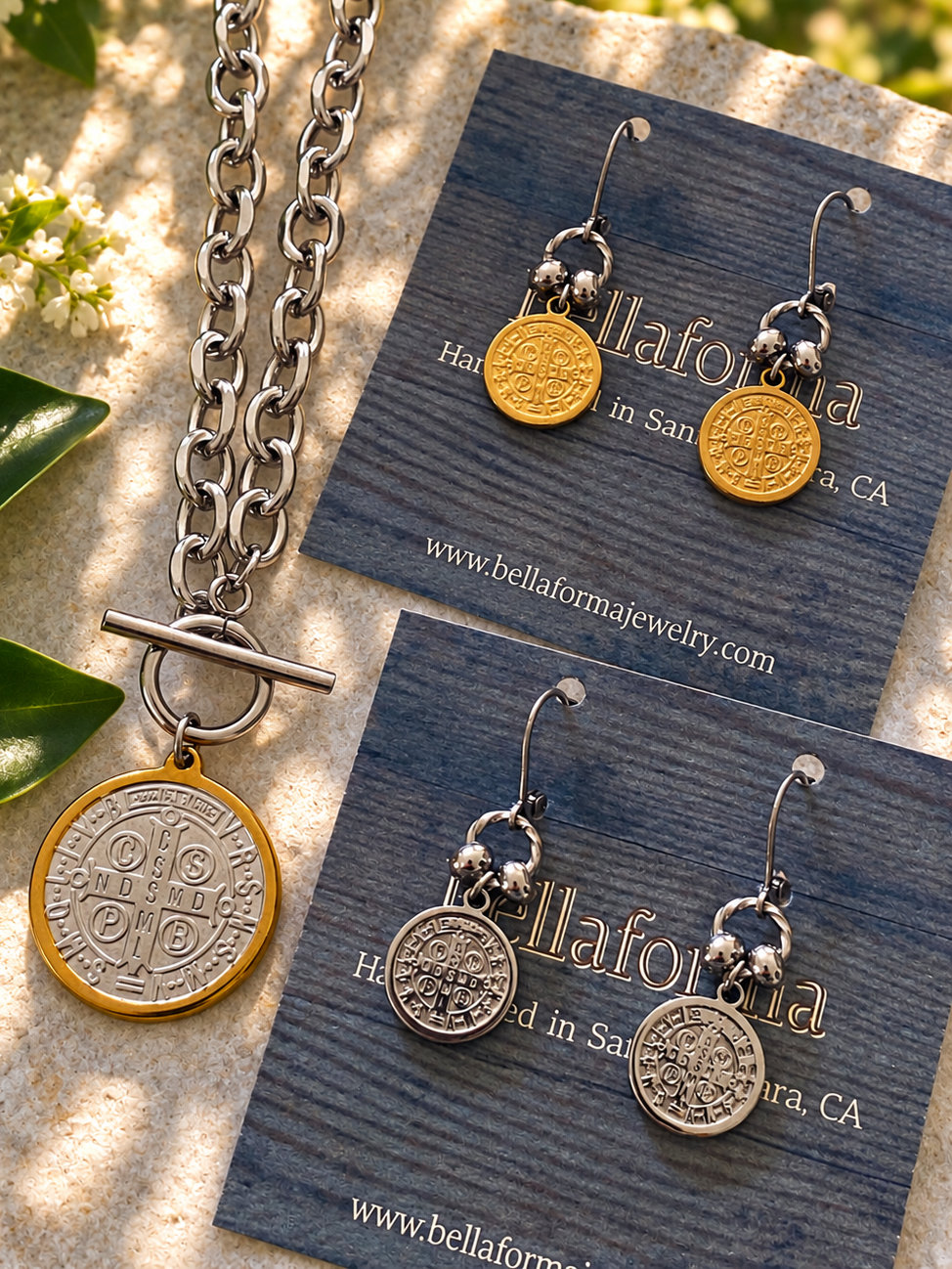 St. Benedict Reversible Medallion Toggle Necklace