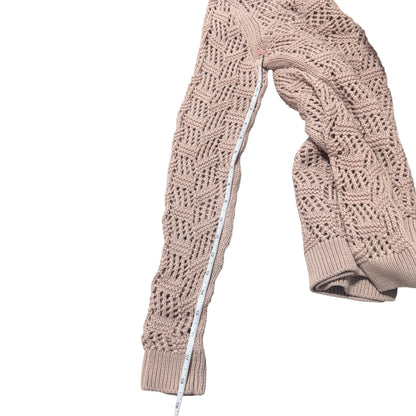Loft Sweater Sz XS Pullover Open Knit Pale Pink Scalloped VNeck Ribbed waistline