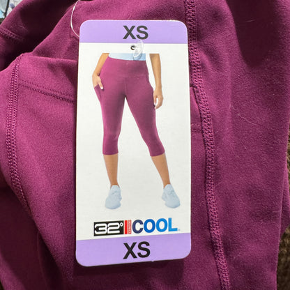 32 Degrees Cool Women Sz XS Soft Active Capri Legging Pants Plum Caspia