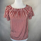 H&M Crop Top Sz 0 EUR 32 Maroon Striped Off Shoulder Short Sleeve Pullover