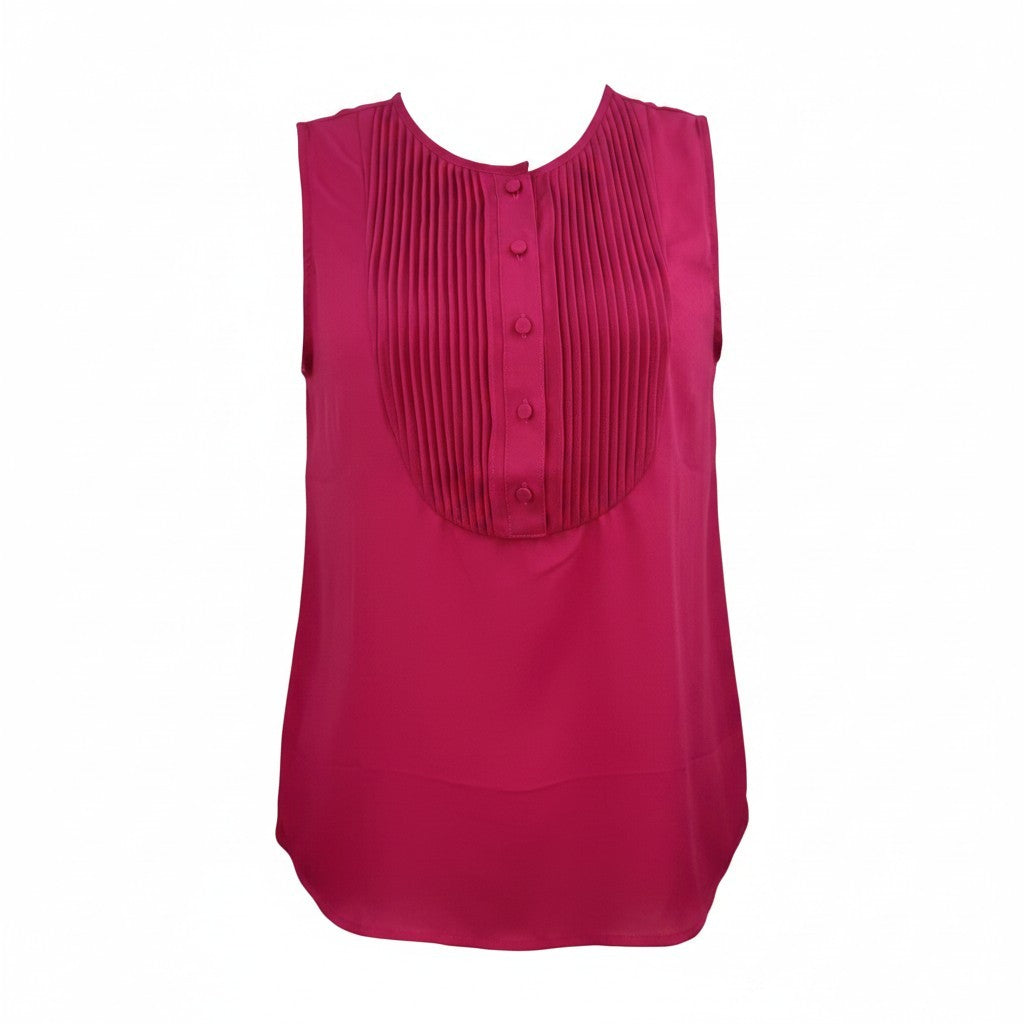 J.Crew Pleated Bib Sleeveless Blouse Fuchsia Pink Size M