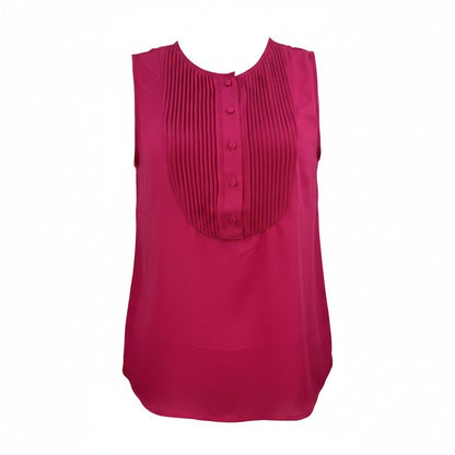 J.Crew Pleated Bib Sleeveless Blouse Fuchsia Pink Size M