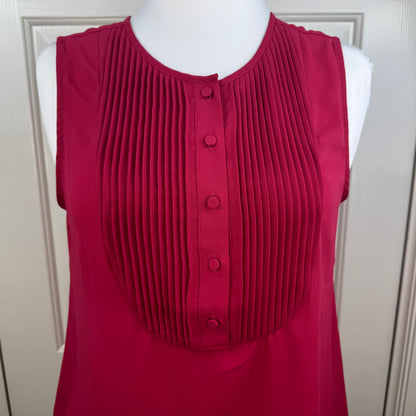 J.Crew Pleated Bib Sleeveless Blouse Fuchsia Pink Size M